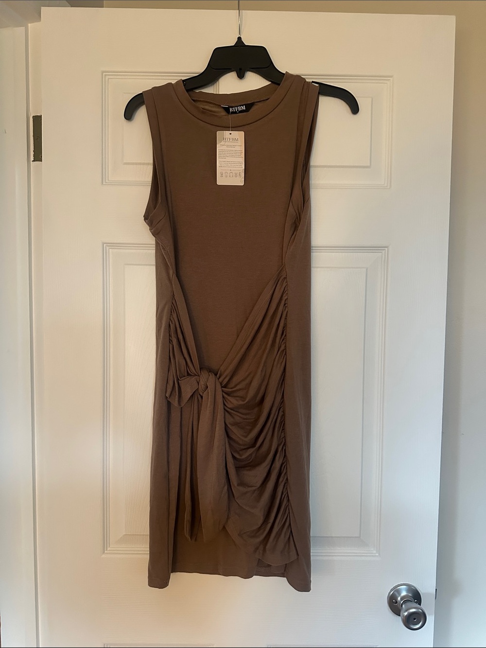 Tie-Detail Sleeveless Midi Dress in Brown by Rhythm